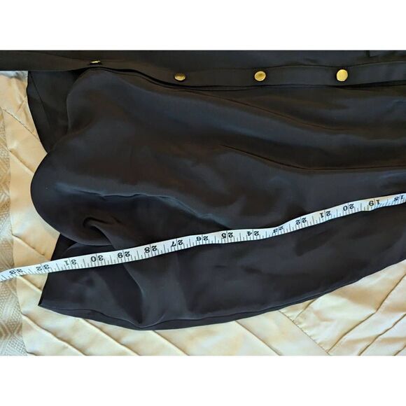 Amanda uprichard black silk button front dress elastic waist 3/4 sleeve sz s euc - Picture 4 of 6
